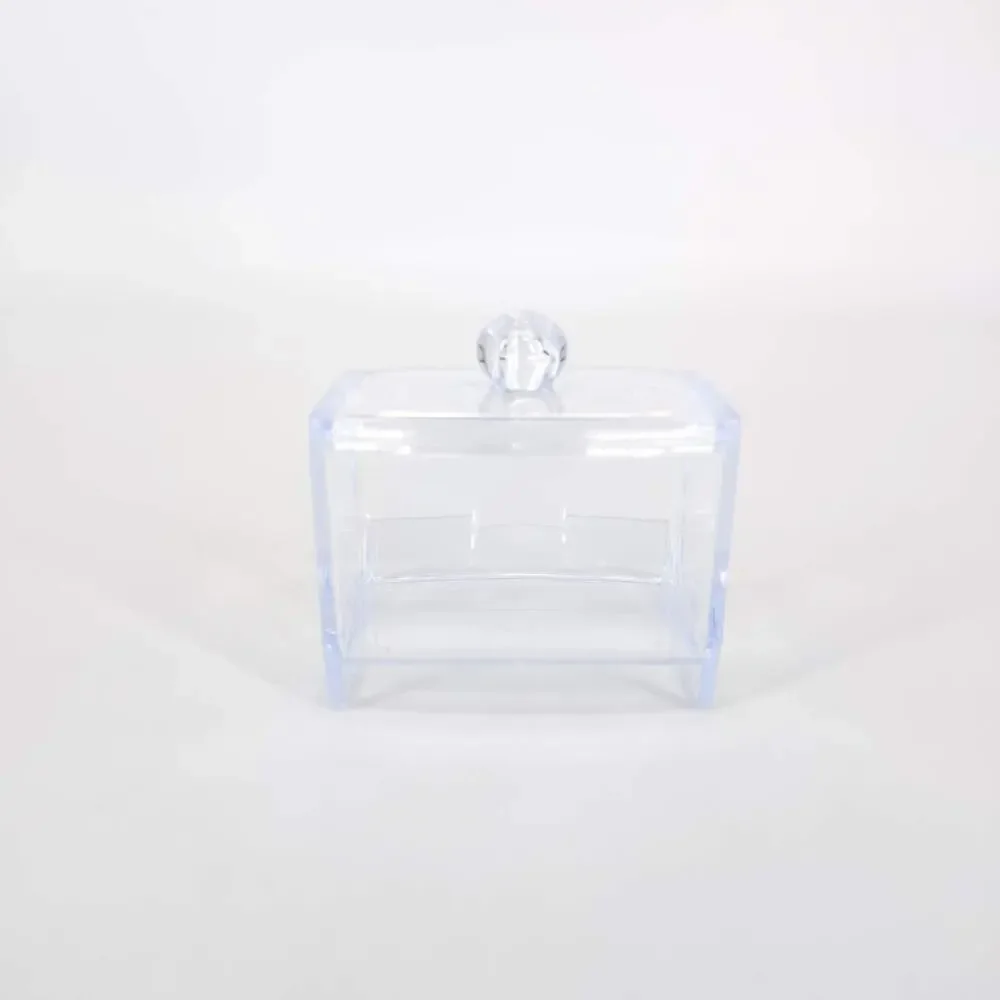 Clear Transparent See Through Acrylic Cotton Swab Dispenser Q Tip Storage Box
